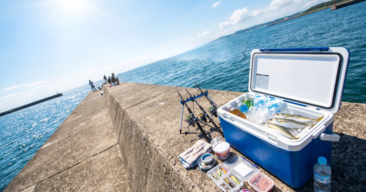 夏の堤防釣りで使うクーラーボックスと保冷剤